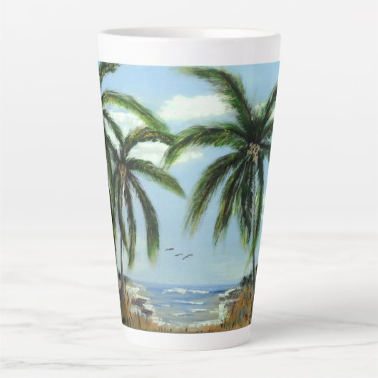 Abstracte palmbomen latte mok (Voorkant)