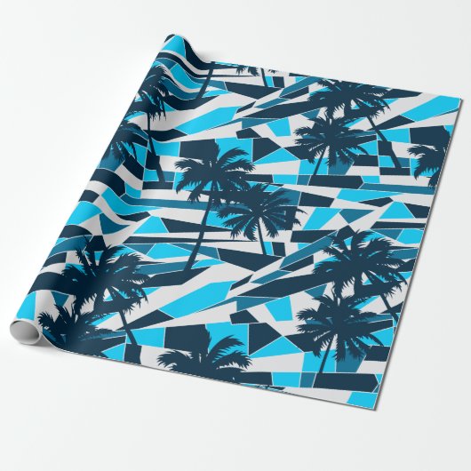 Abstracte palmbomen met surf cadeaupapier (Uitgerold)