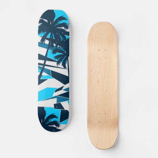 Abstracte palmbomen met surf persoonlijk skateboard (Voorkant)