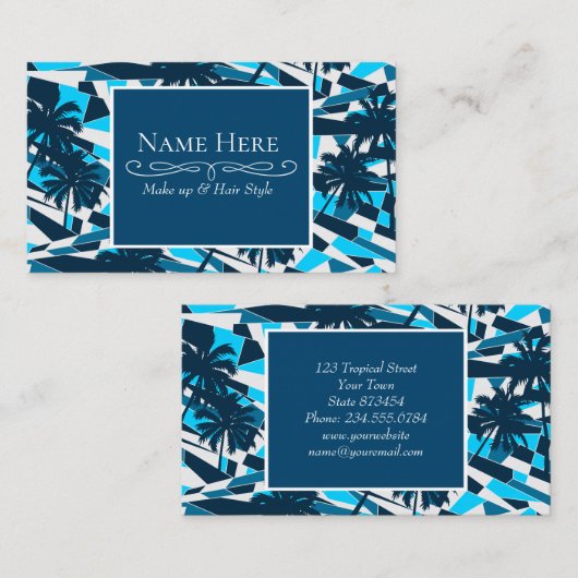 Abstracte palmbomen met surf visitekaartje (Voorkant / Achterkant)