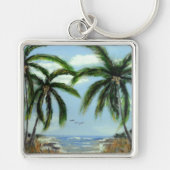 Abstracte palmbomen sleutelhanger (Voorkant)