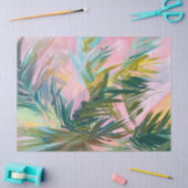 Abstracte palmboomschijfjes roze achtergrond decou tissuepapier (Craft)