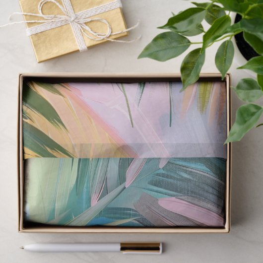 Abstracte palmboomschijfjes roze achtergrond decou tissuepapier (Geschenk)