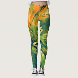 Abstracte palmuitbarsting – Tropische energie in b Leggings