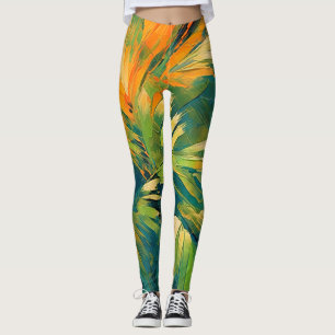 Abstracte palmuitbarsting – Tropische energie in b Leggings