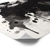 Abstracte Panda Wandkunst – Zwarte en Witte Inkt Poster (Hoek)