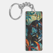 Abstracte panter acryl rechthoek genoemd sleutelhanger (Voorkant Links)