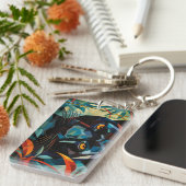 Abstracte panter acryl rechthoek genoemd sleutelhanger (Voorkant Rechts)