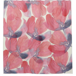 Abstracte papaver chique Waterverf op blush Douchegordijn