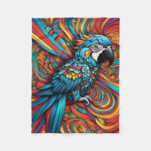 ABSTRACTE PAPEGAAIENDEKEN FLEECE DEKEN