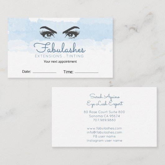 Abstracte papegaap Blauwe Makeup Artiest Eyelash Afsprakenkaartje (Voorkant / Achterkant)