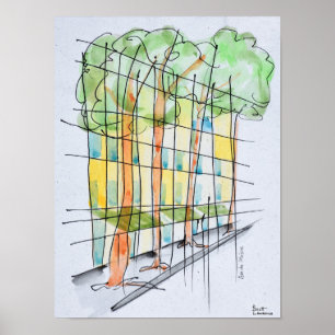 Abstracte Parisian Street   Parijs, Frankrijk Poster