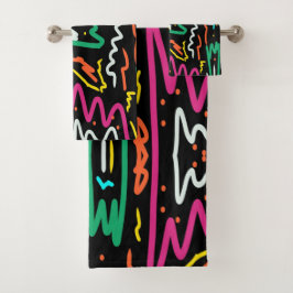 Abstracte partij voor Vet Neon Contrast Bad Handdoek