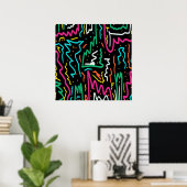 Abstracte partij voor Vet Neon Contrast Poster (Thuiskantoor)