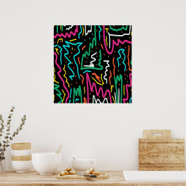 Abstracte partij voor Vet Neon Contrast Poster
