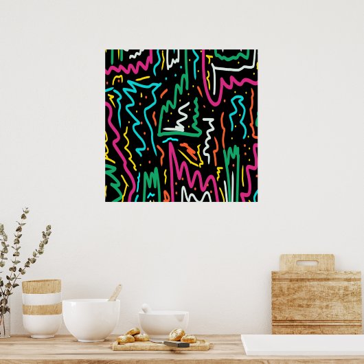 Abstracte partij voor Vet Neon Contrast Poster (Keuken)