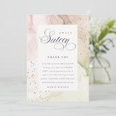 Abstracte pasta Dusky Roze Groen Sweet 16 Birthday Bedankkaart (Staand voorkant)