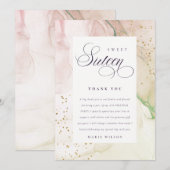 Abstracte pasta Dusky Roze Groen Sweet 16 Birthday Bedankkaart (Voorkant / Achterkant)