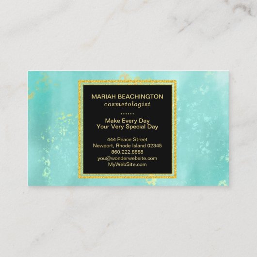 *~* Abstracte pasta Mint Aqua Gold Glitter Dust Visitekaartje (Achterkant)