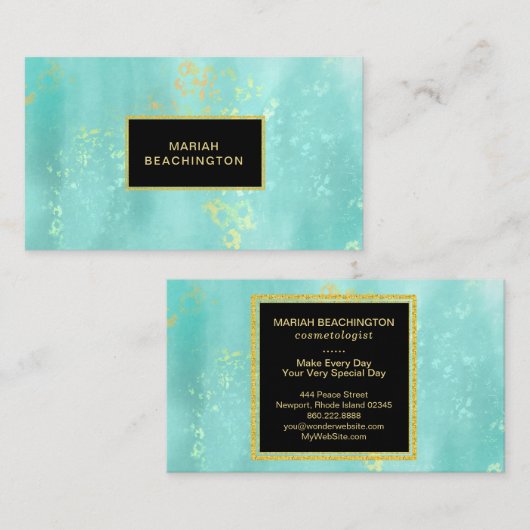 *~* Abstracte pasta Mint Aqua Gold Glitter Dust Visitekaartje (Voorkant / Achterkant)