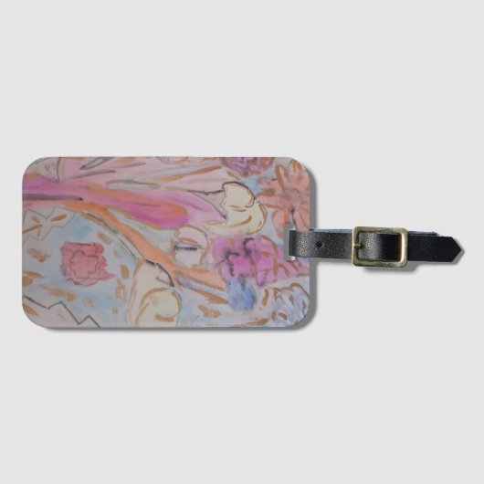 Abstracte pasteelbloemen bagagelabel (Voorkant (horizontaal))