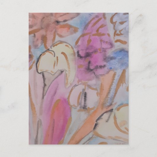 Abstracte pasteelbloemen briefkaart (Voorkant)