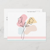 Abstracte pasteelbloemen briefkaart (Voorkant / Achterkant)