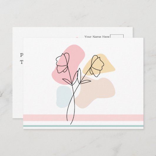 Abstracte pasteelbloemen briefkaart (Voorkant / Achterkant)