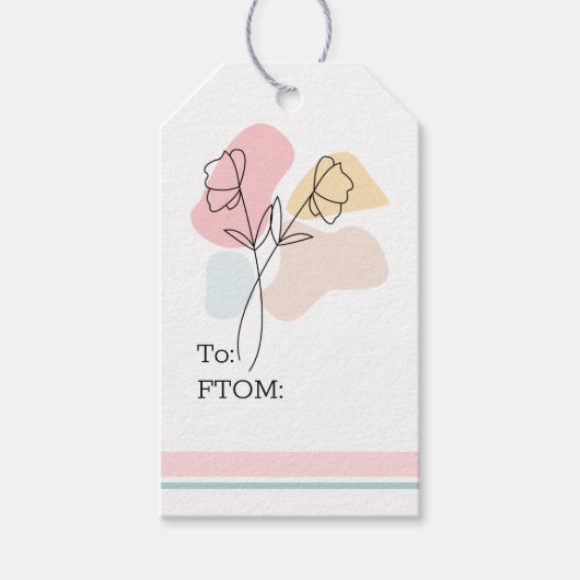 Abstracte pasteelbloemen cadeaulabel (Voorkant)