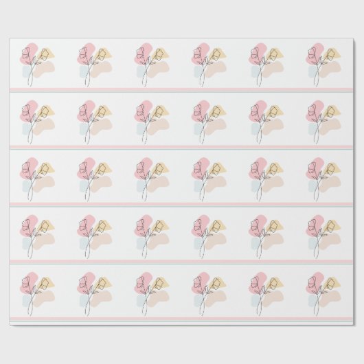 Abstracte pasteelbloemen cadeaupapier (Vlak)