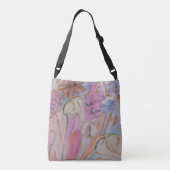 Abstracte pasteelbloemen crossbody tas (Achterkant)