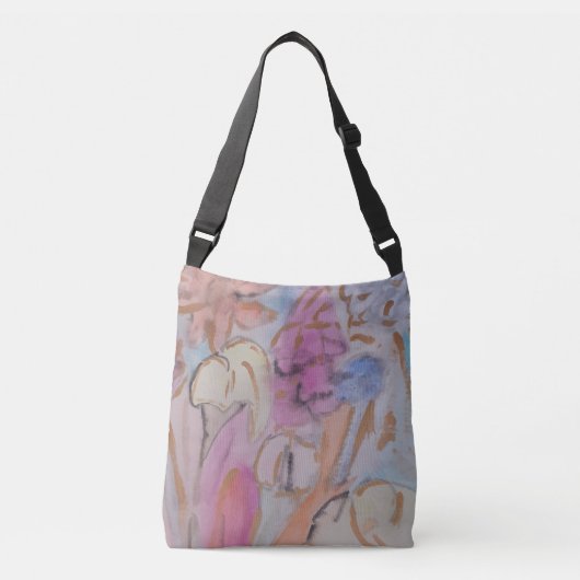 Abstracte pasteelbloemen crossbody tas (Voorkant)