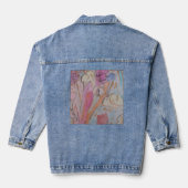 Abstracte pasteelbloemen denim jacket (Achterkant)