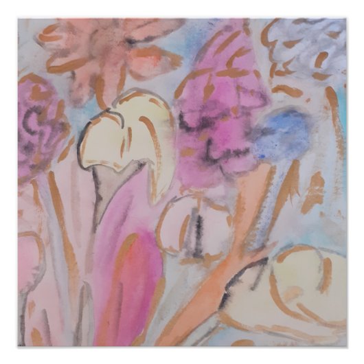 Abstracte pasteelbloemen foto afdruk (Voorkant)