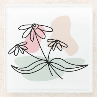Abstracte pasteelbloemen glazen onderzetter