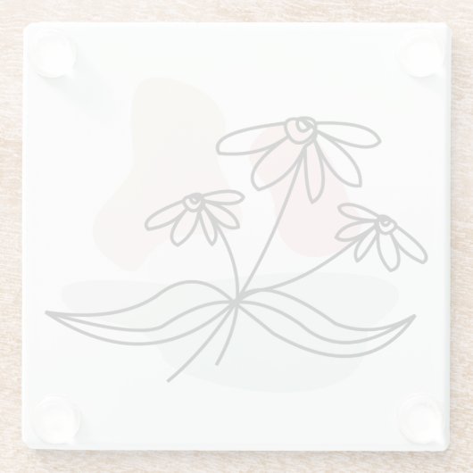 Abstracte pasteelbloemen glazen onderzetter (Achterkant)