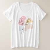 Abstracte pasteelbloemen grote maat t-shirt (Design voorkant)