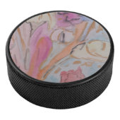 Abstracte pasteelbloemen hockey puck (3/4)