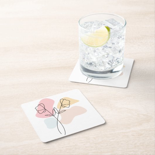 Abstracte pasteelbloemen kartonnen onderzetters (Insitu)