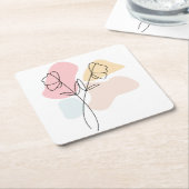Abstracte pasteelbloemen kartonnen onderzetters (Schuin)