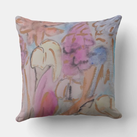 Abstracte pasteelbloemen kussen (Achterkant)