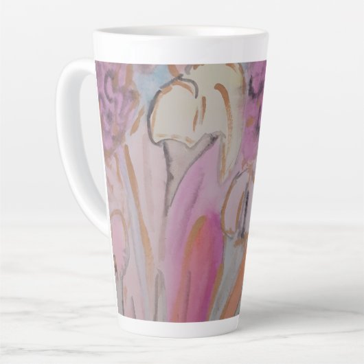 Abstracte pasteelbloemen latte mok (Linkerhoek)