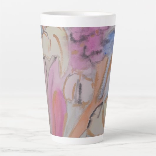 Abstracte pasteelbloemen latte mok (Voorkant)