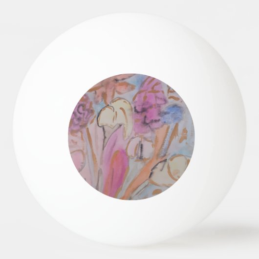 Abstracte pasteelbloemen pingpongbal (Achterkant)