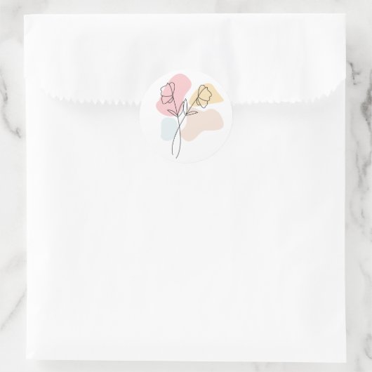 Abstracte pasteelbloemen ronde sticker (Tas)
