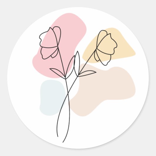 Abstracte pasteelbloemen ronde sticker (Voorkant)