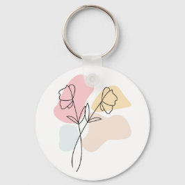 Abstracte pasteelbloemen sleutelhanger