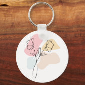 Abstracte pasteelbloemen sleutelhanger (Voorkant)