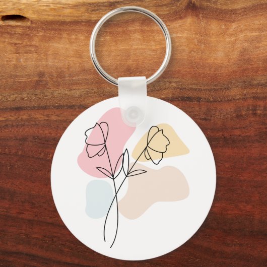 Abstracte pasteelbloemen sleutelhanger (Voorkant)