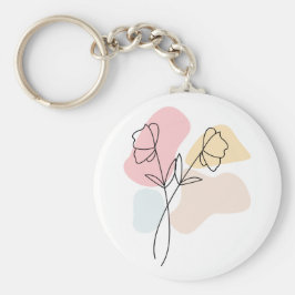 Abstracte pasteelbloemen sleutelhanger